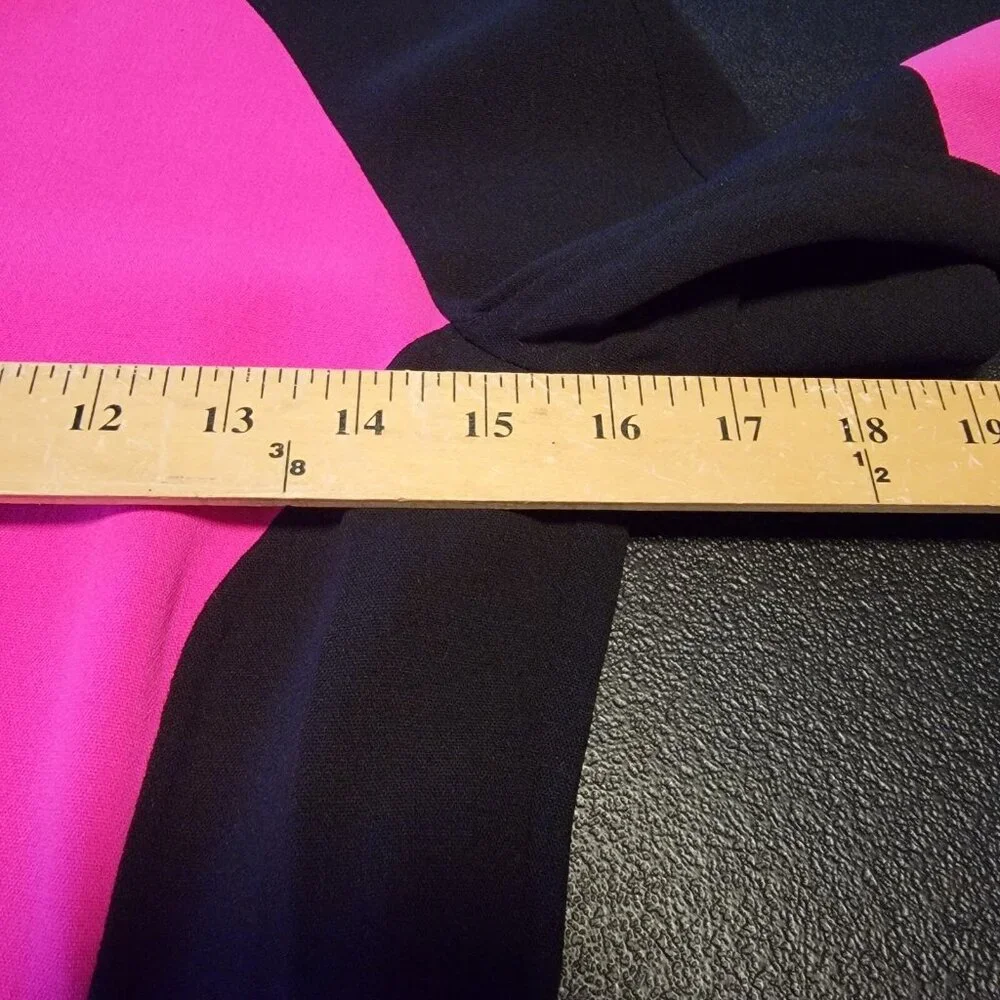 Michael Kors Dress Hot Pink Black Colorblock Virgin Wool Long Sleeve Sz‎ 2 NWOT